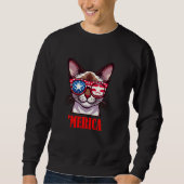 Burmese Cat Merica 4. Juli US-Flagge Sweatshirt (Vorderseite)