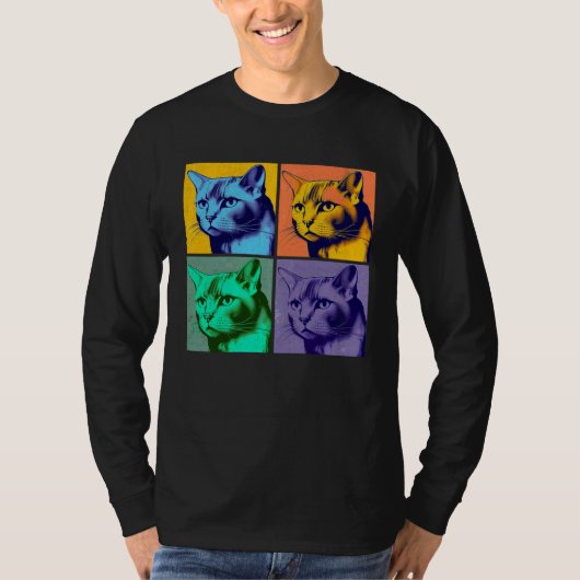 Burmese Cat Pop Illustration Colorful Animal Men T-Shirt (Vorderseite)