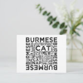 Burmese Cat Typografie Postkarte (Stehend Vorderseite)