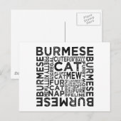 Burmese Cat Typografie Postkarte (Vorne/Hinten)