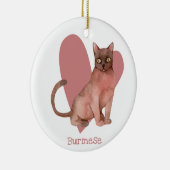 Burmese Cat Watercolor Kitty Pink Herz Keramik Ornament (Rechts)