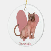 Burmese Cat Watercolor Kitty Pink Herz Keramik Ornament (Links)