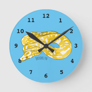 Burmese python snake cartoon illustration runde wanduhr