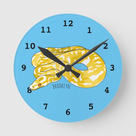 Burmese python snake cartoon illustration runde wanduhr (Vorderseite)
