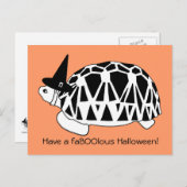 Burmese Star Tortoise Hexenkarte Halloween (bw. Postkarte (Vorne/Hinten)
