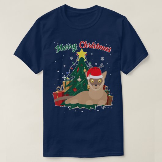 Burmese Weihnachtsbaum Schneeflocken Weihnachten W T-Shirt (Design vorne)