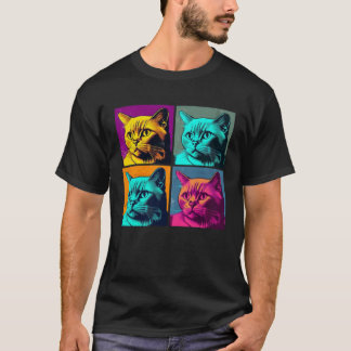 Burmesische Katzen-Pop-Illustration Bunte Tier Män T-Shirt