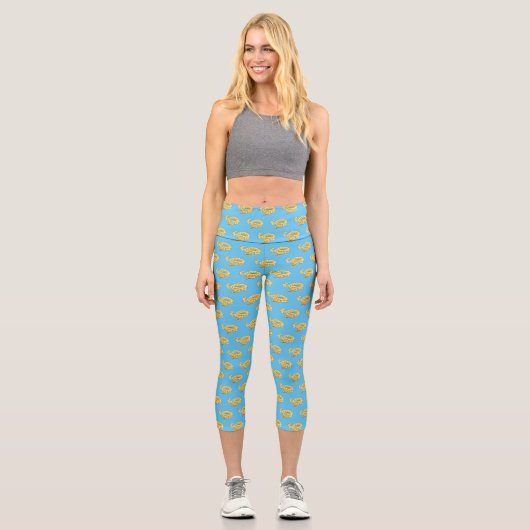 burmesische Python-Schlangen-Cartoon-Illustration Capri Leggings (Vorderseite)