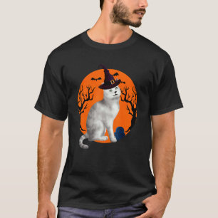 Burmilla Cat Halloween Hexenhut und Mond T-Shirt