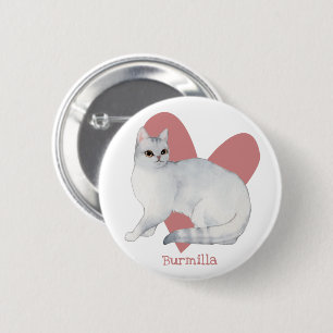 Burmilla Cat Watercolor Kitty Pink Herztasten Button