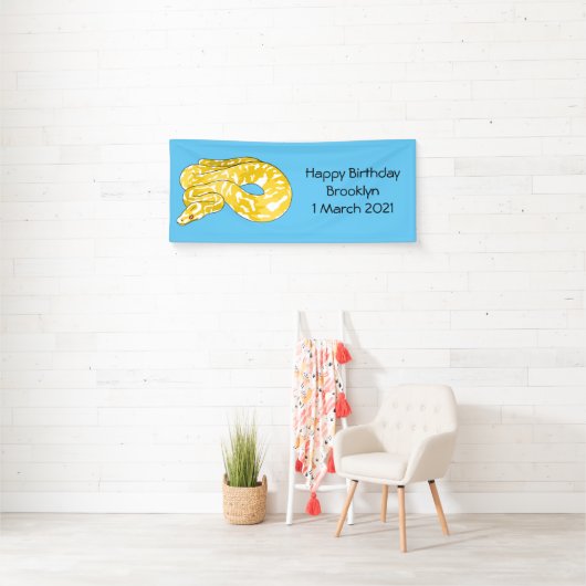 Burmische Python Schlange Cartoon Abbildung Banner (Insitu)