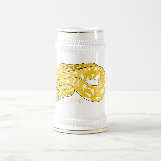 Burmische Python Schlange Cartoon Abbildung Bierglas (Mittel)