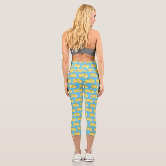 Burmische Python Schlange Cartoon Abbildung Capri Leggings (Rückseite)