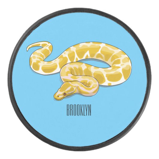 Burmische Python Schlange Cartoon Abbildung Eishockey Puck (Vorderseite)