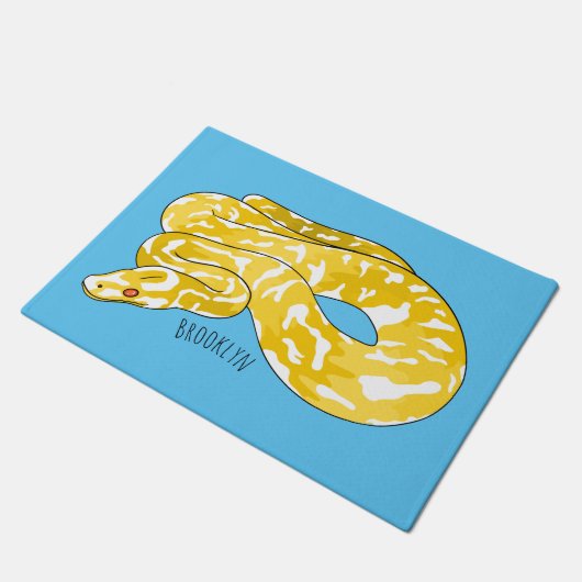 Burmische Python Schlange Cartoon Abbildung Fußmatte (Schrägansicht)