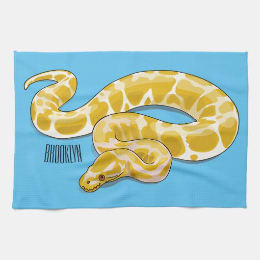 Burmische Python Schlange Cartoon Abbildung Geschirrtuch (Horizontal)