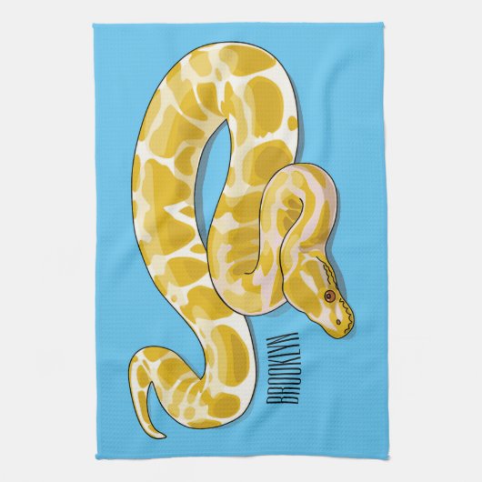 Burmische Python Schlange Cartoon Abbildung Geschirrtuch (Vertikal)