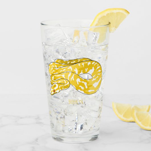 Burmische Python Schlange Cartoon Abbildung Glas (Rückseite Ice)