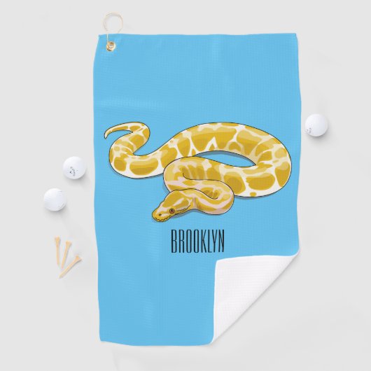 Burmische Python Schlange Cartoon Abbildung Golfhandtuch (Insitu)