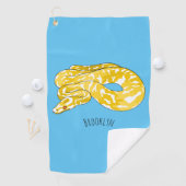Burmische Python Schlange Cartoon Abbildung Golfhandtuch (Insitu)