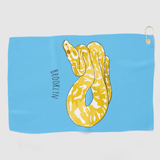 Burmische Python Schlange Cartoon Abbildung Golfhandtuch (Horizontal)