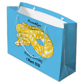 Burmische Python Schlange Cartoon Abbildung Große Geschenktüte (Rückseite Schrägansicht)