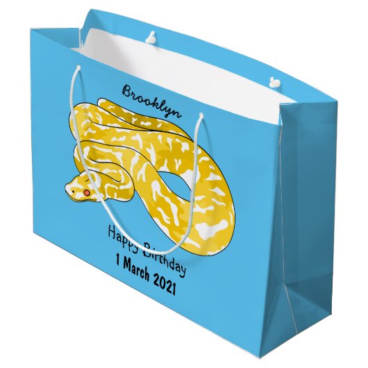 Burmische Python Schlange Cartoon Abbildung Große Geschenktüte (Rückseite Schrägansicht)