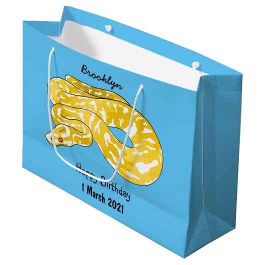 Burmische Python Schlange Cartoon Abbildung Große Geschenktüte (Vorderseite Schrägansicht)