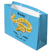 Burmische Python Schlange Cartoon Abbildung Große Geschenktüte (Rückseite Schrägansicht)