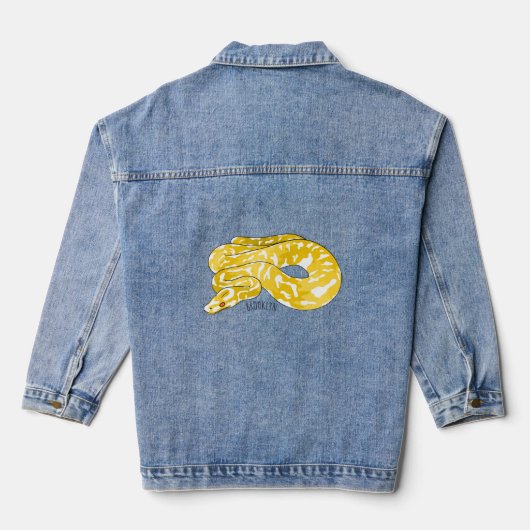 Burmische Python Schlange Cartoon Abbildung Jeansjacke (Rückseite)