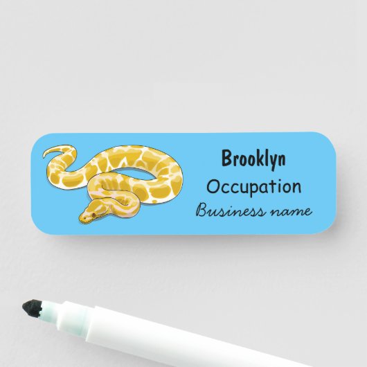Burmische Python Schlange Cartoon Abbildung Namensschild (Beispiel)