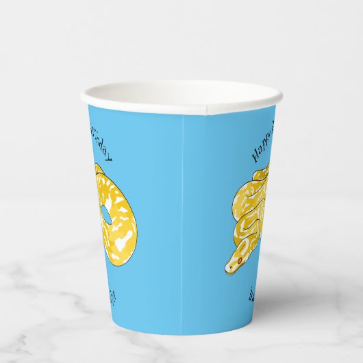 Burmische Python Schlange Cartoon Abbildung Pappbecher (Rechts)