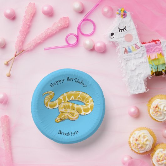 Burmische Python Schlange Cartoon Abbildung Pappteller (Party)