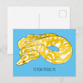 Burmische Python Schlange Cartoon Abbildung Postkarte (Vorne/Hinten)
