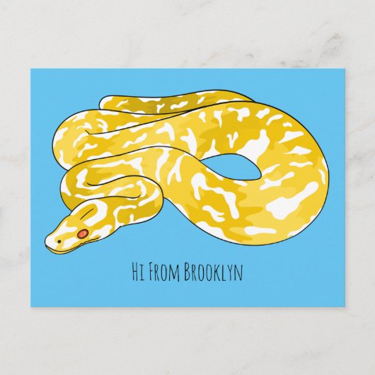 Burmische Python Schlange Cartoon Abbildung Postkarte (Vorderseite)
