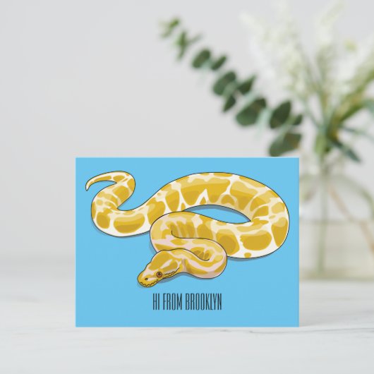 Burmische Python Schlange Cartoon Abbildung Postkarte (Stehend Vorderseite)