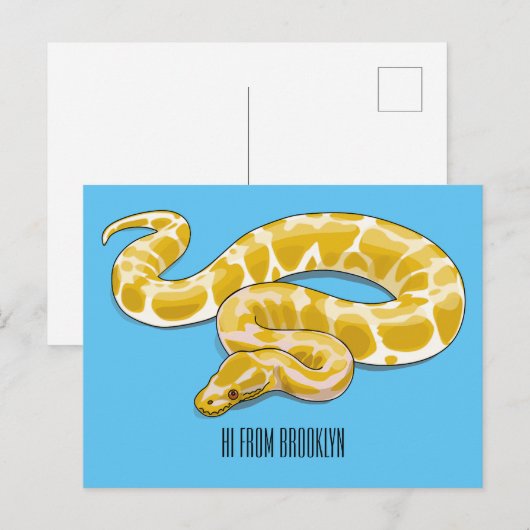 Burmische Python Schlange Cartoon Abbildung Postkarte (Vorne/Hinten)