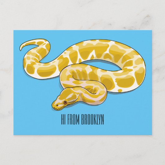 Burmische Python Schlange Cartoon Abbildung Postkarte (Vorderseite)