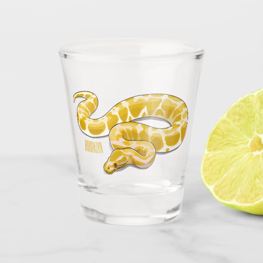 Burmische Python Schlange Cartoon Abbildung Schnapsglas (Vorderseite)