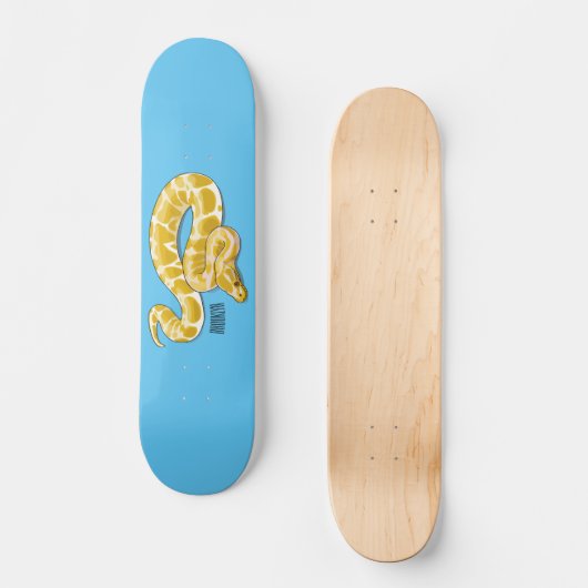 Burmische Python Schlange Cartoon Abbildung Skateboard (Vorderseite)