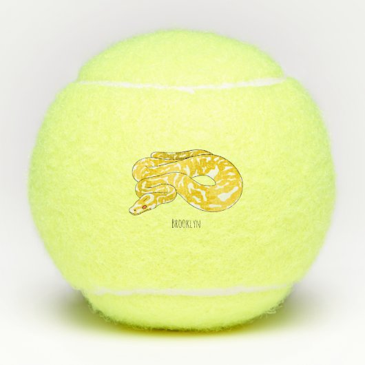 Burmische Python Schlange Cartoon Abbildung Tennisbälle (Vorderseite)
