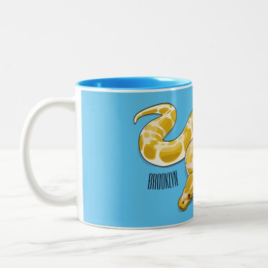 Burmische Python Schlange Cartoon Abbildung Zweifarbige Tasse (Links)