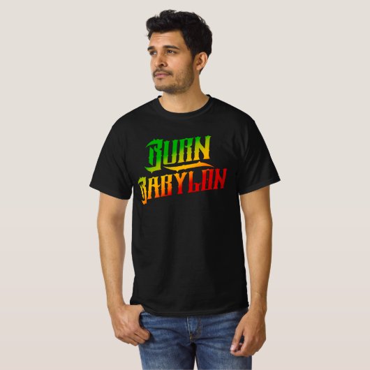 Burn Babylon Rasta Colors Reggae T - Shirt (Vorne ganz)