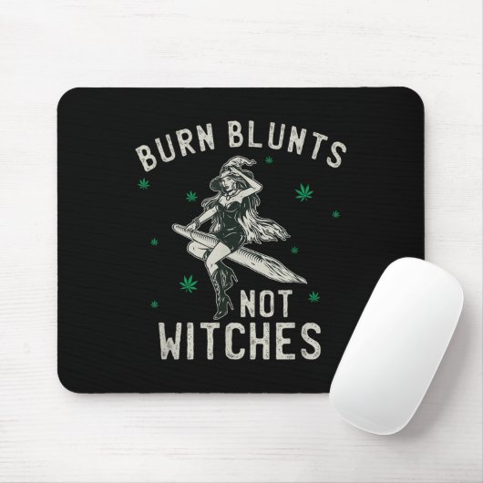 Burn Blunts Not Hexen Funny Weed Raucher Stoner Mousepad (Mit Mouse)