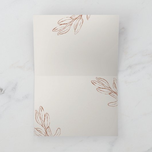 Burn Orange Botanical Line Art Danke Karte (Innenseite)