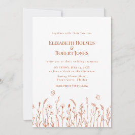 Burn Orange Wildblume Meadow Wedding Einladung
