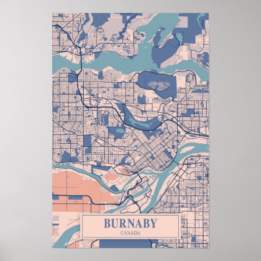 Burnaby Canada Breezy City Map Travel Poster (Vorne)
