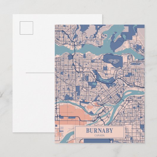Burnaby Canada Breezy City Map Travel Postkarte (Vorne/Hinten)