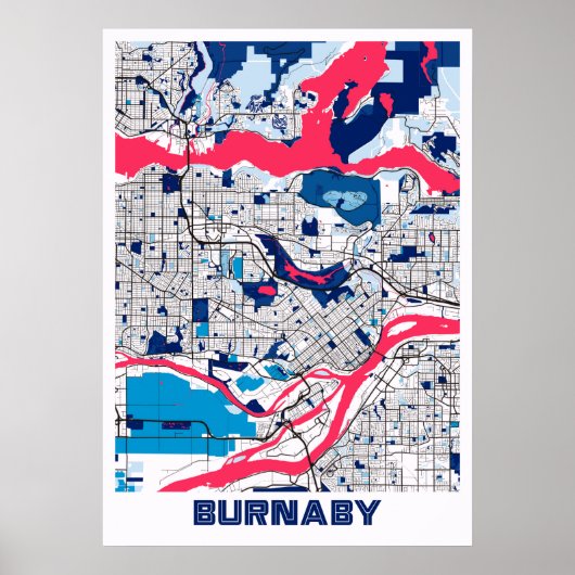 Burnaby - Canada MilkTea City Map Poster (Vorne)