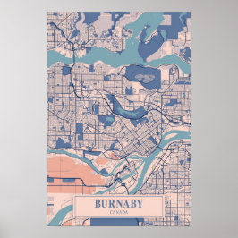 Burnaby Kanada Windige Stadtplan Reise Poster
